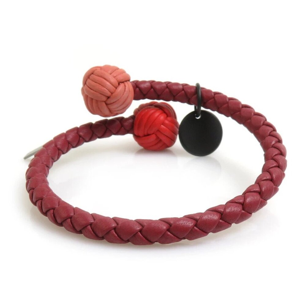 Auth BOTTEGA VENETA Bracelet Red Leather